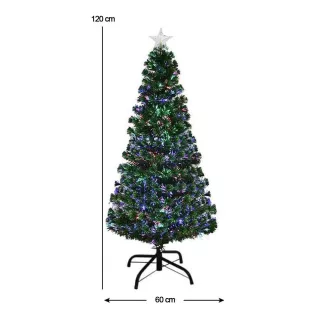   Műfenyő száloptikával színes LED-del több típusban-120 cm-es