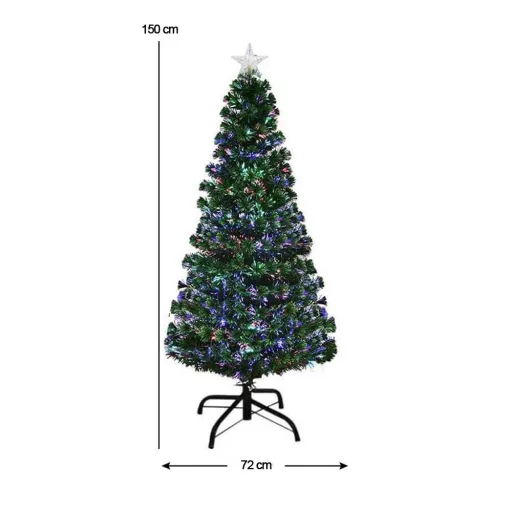 Műfenyő száloptikával színes LED-del több típusban-150 cm-es