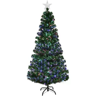   Műfenyő száloptikával színes LED-del több típusban-180 cm-es 