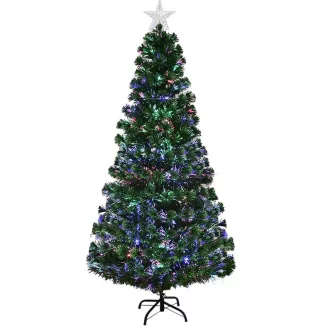   Műfenyő száloptikával színes LED-del több típusban-210 cm-es
