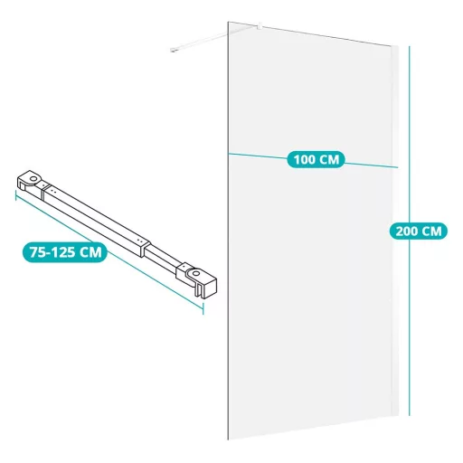 Walk-in 8 mm-es edzettüveg zuhanyfal, több méretben