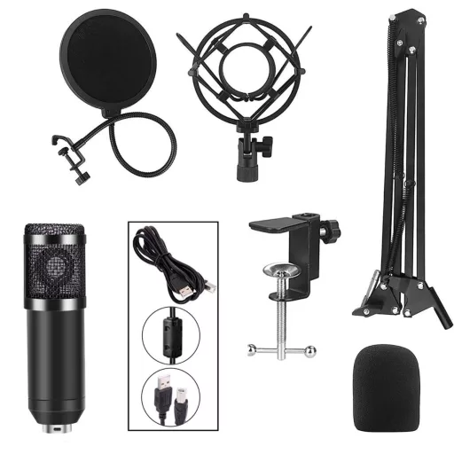 Asztalra szerelhető  stúdió mikrofon,  USB csatlakozóval