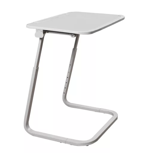 Állítható magasságú reggelizőasztal tablettartóval, szürke
