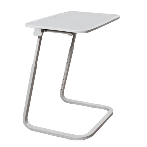 Állítható magasságú reggelizőasztal tablettartóval, szürke
