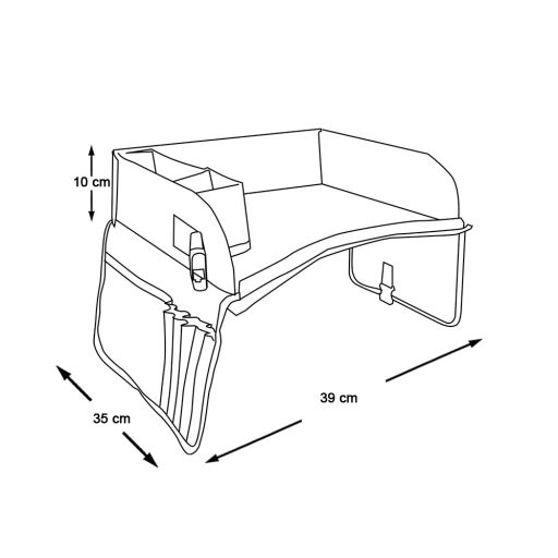 Hordozható gyerekasztal autóba, zsebekkel, pink