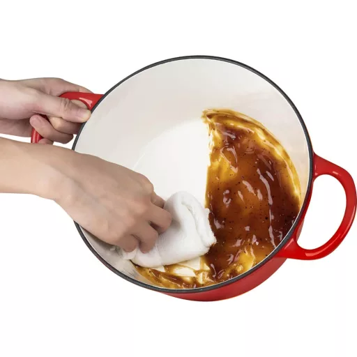 Zománcozott, öntöttvas edény fedővel 4L, piros