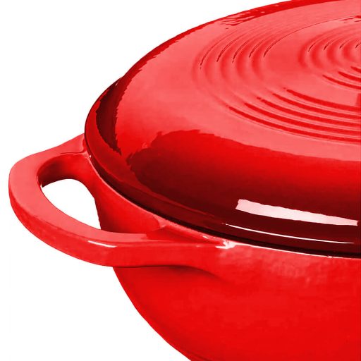 Zománcozott, öntöttvas edény fedővel 5,7 L, piros