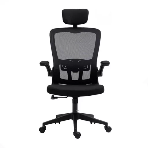 Ergonomikus irodai szék deréktámasszal, fejtámlával, fekete 