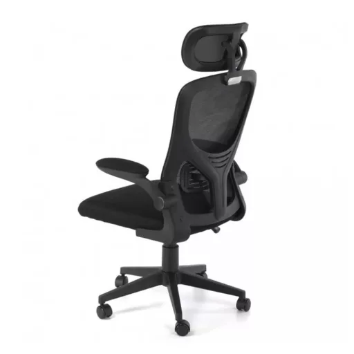 Ergonomikus irodai szék deréktámasszal, fejtámlával, fekete 