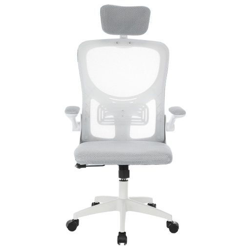 Ergonomikus irodai szék deréktámasszal, fejtámlával, szürke