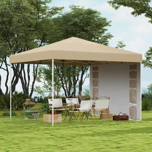 Pavilon hátfallal, zsebekkel 3x3x2,8 m, bézs