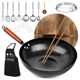 Wok serpenyő konyhai kiegészítőkkel