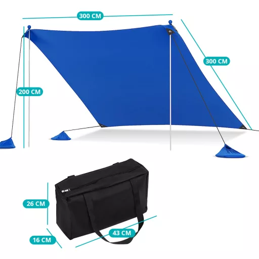Hordozható napvédő 4db homokzsákkal 3x3x2m UV50+