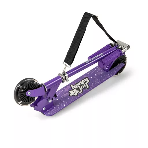 Összecsukható alumínium LED világító kerekű gyermek roller, lila