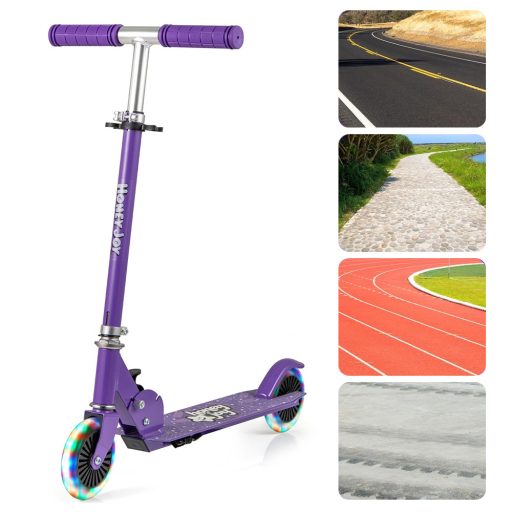 Összecsukható alumínium LED világító kerekű gyermek roller, lila