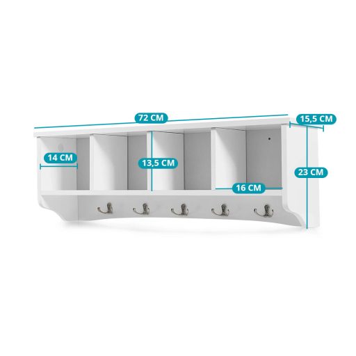 Falra szerelhető fogas tárolórekeszekkel