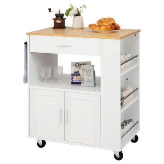 Gurulós tálalókocsi oldalán 3 fűszertartóval