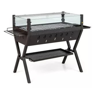 Faszenes grillsütő tartó rácsokkal