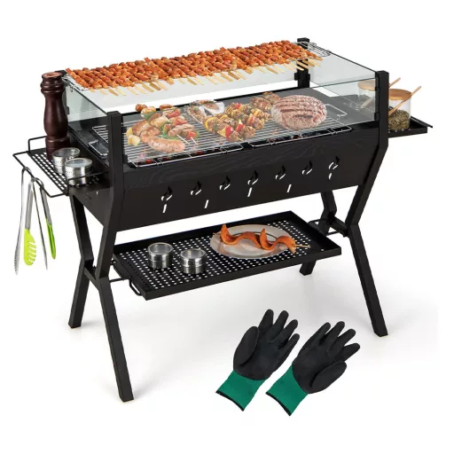 Faszenes grillsütő tartó rácsokkal