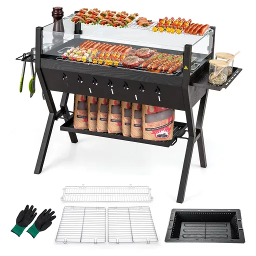 Faszenes grillsütő tartó rácsokkal