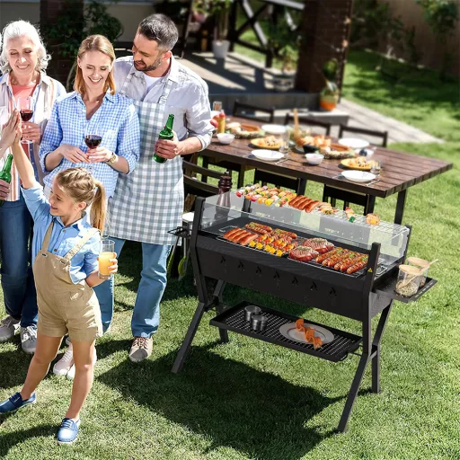 Faszenes grillsütő tartó rácsokkal