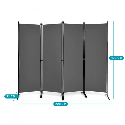 4 paneles paraván 173cm szürke
