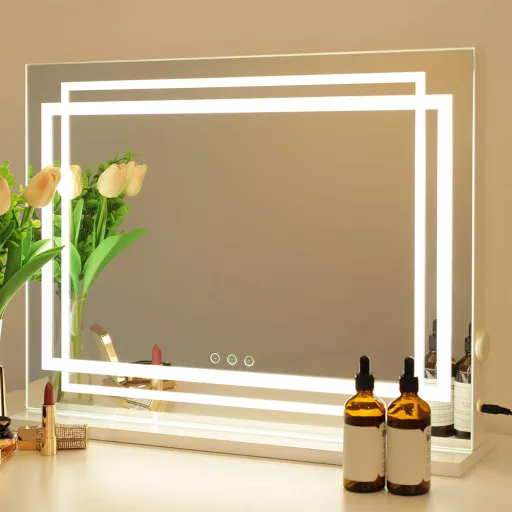 LED-es sminktükör 58 x 12 x 48 cm