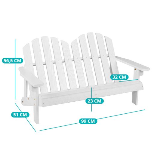 2 személyes adirondack szék gyerekeknek, fehér