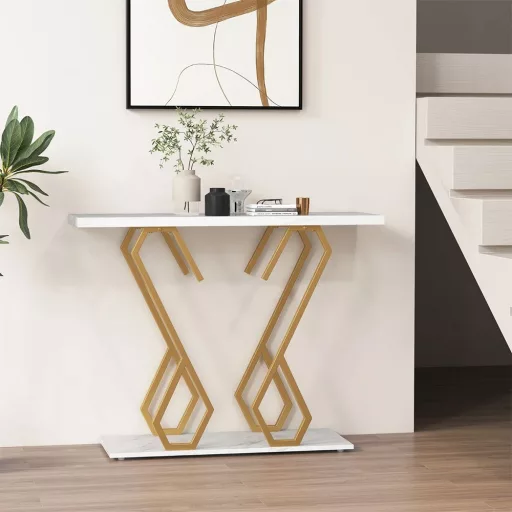 Dekor asztal állítható lábakkal márványlappal  100 x 30 x 79 cm
