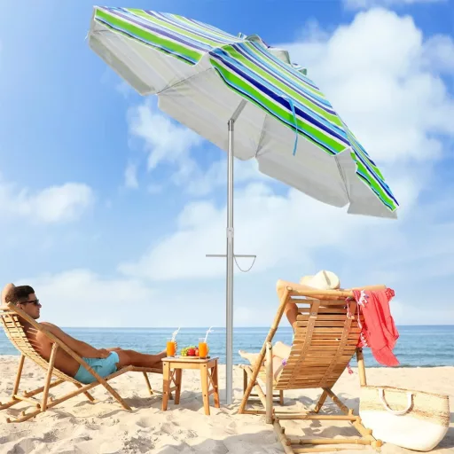 Dönthető strandnapernyő 198cm kék