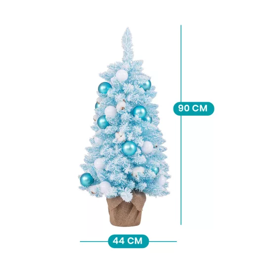 Havas műfenyő gömbökkel 90cm kék