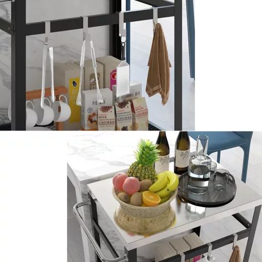 2 szintes rozsdamentes acél grillkocsi