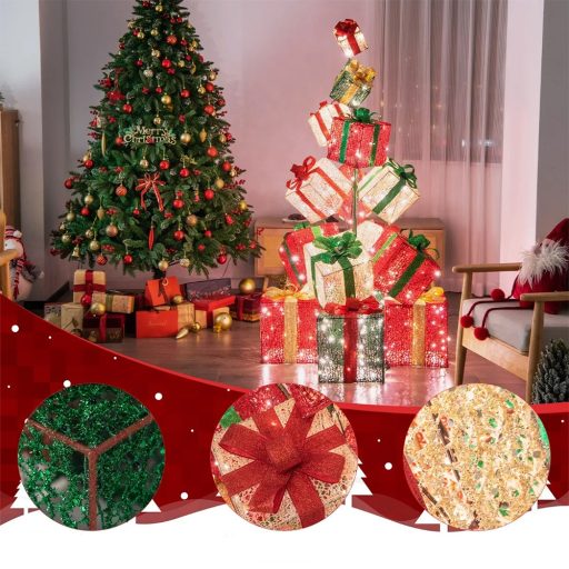 Világító ajándékdoboz torony 450LED-es 170cm