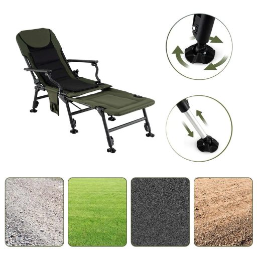 Nagyméretű horgászszék lábtartóval