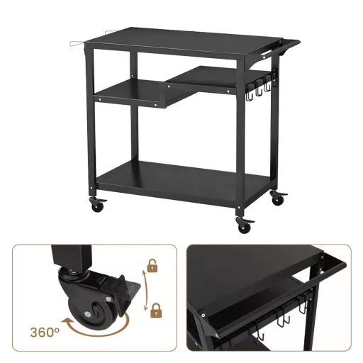 Guruló 3 szintes grillkocsi