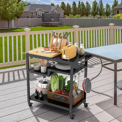 Guruló 3 szintes grillkocsi