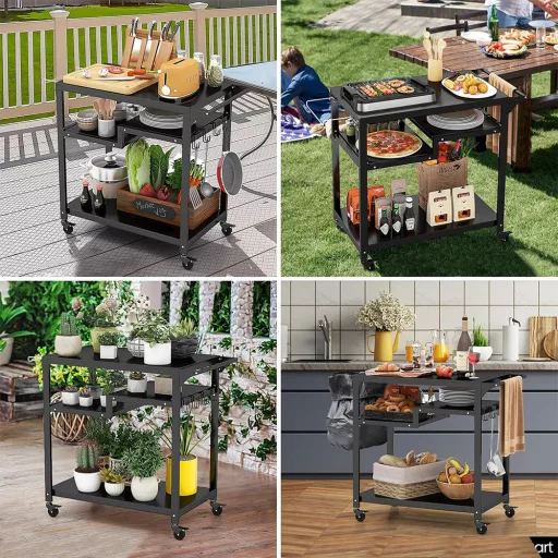 Guruló 3 szintes grillkocsi