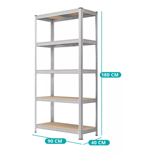 5-szintes acél polcrendszer, 2 db, ezüst