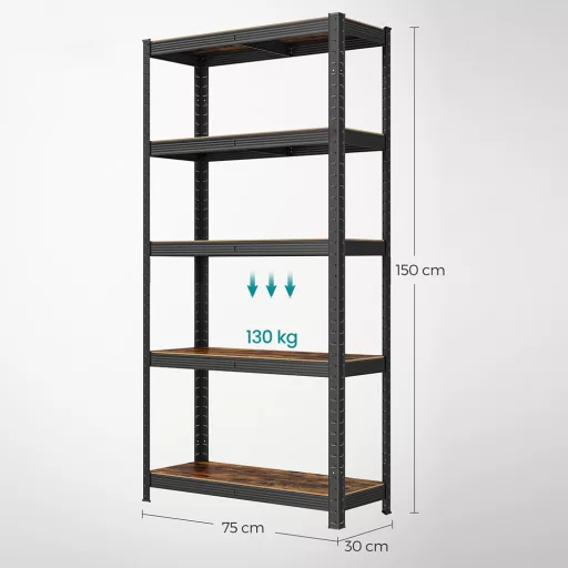 5 szintes polcrendszer 650 kg teherbírással