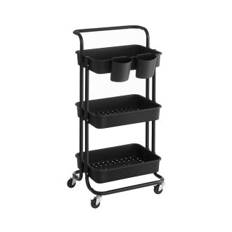 3 szintes tárolókocsi, fekete