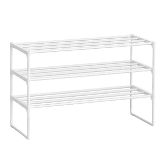 3 szintes fém cipőtároló, fehér 92x30x55cm