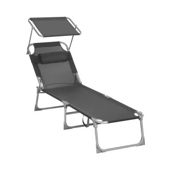 Napozóágy napellenzővel, szürke